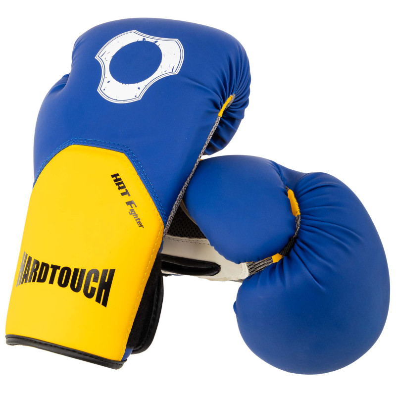 Рукавиці боксерські на липучці PU HARD TOUCH BO-5242 10-12унцій Чорний-сірий