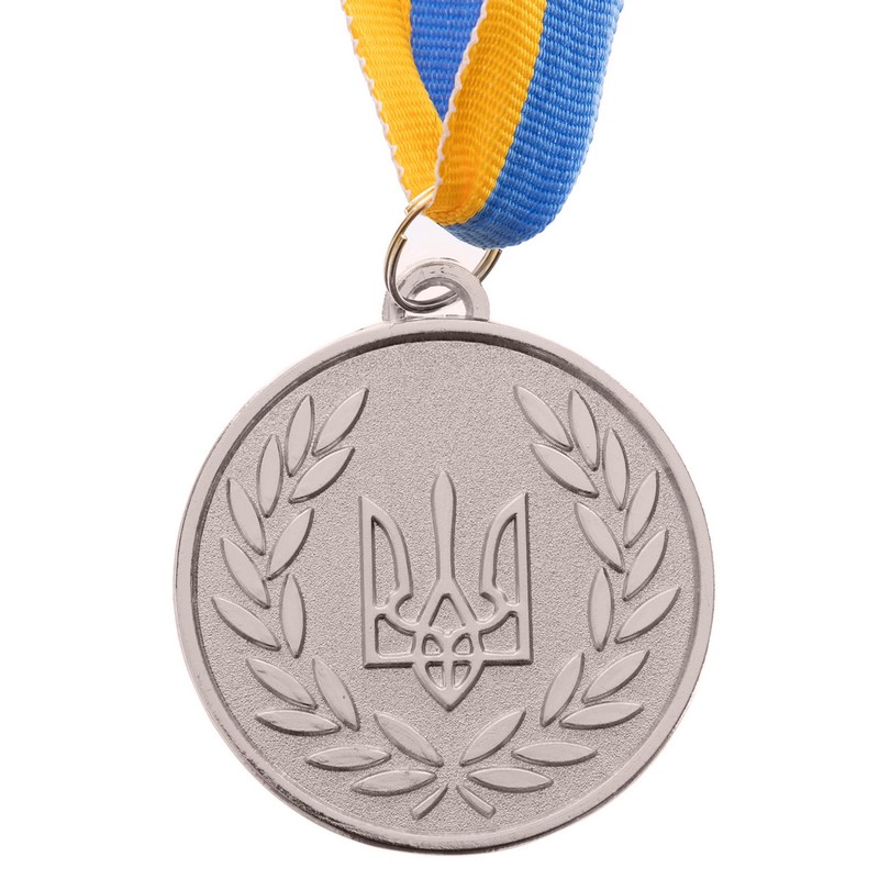 Заготовка спортивної медалі зі стрічкою Sport UKRAINE з українською символікою C-3241 ø5см золото, срібло, бронза