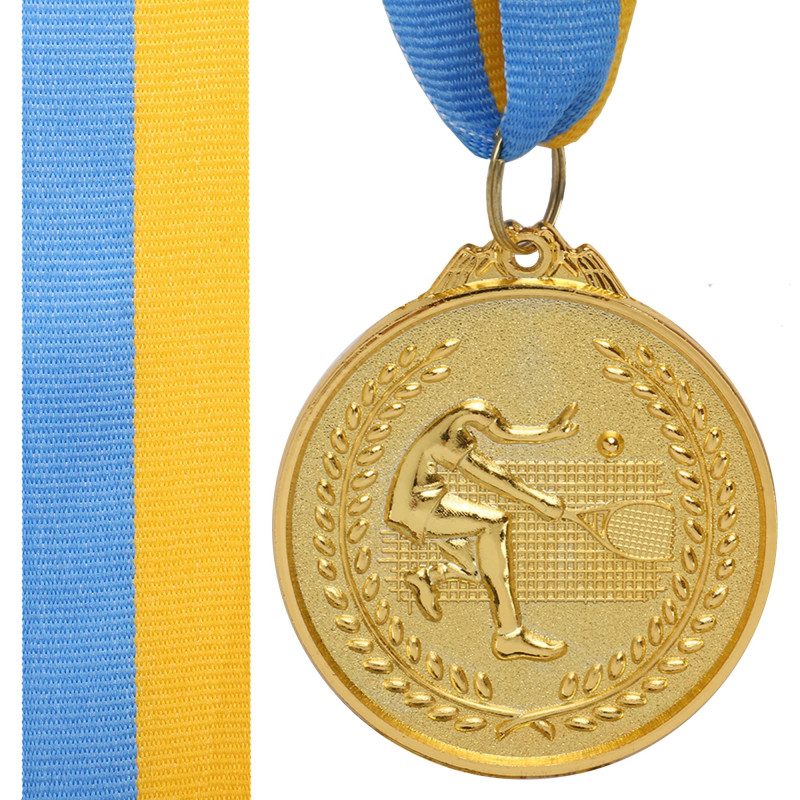 Медаль спортивна зі стрічкою тематична Sport Великий Теніс C-8759 ø5см золото, срібло, бронза