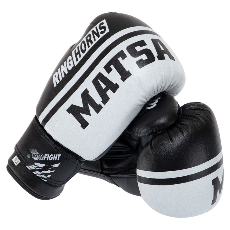 Рукавиці боксерські на липучці PVC MATSA MA-6571 6-12 унцій Синій