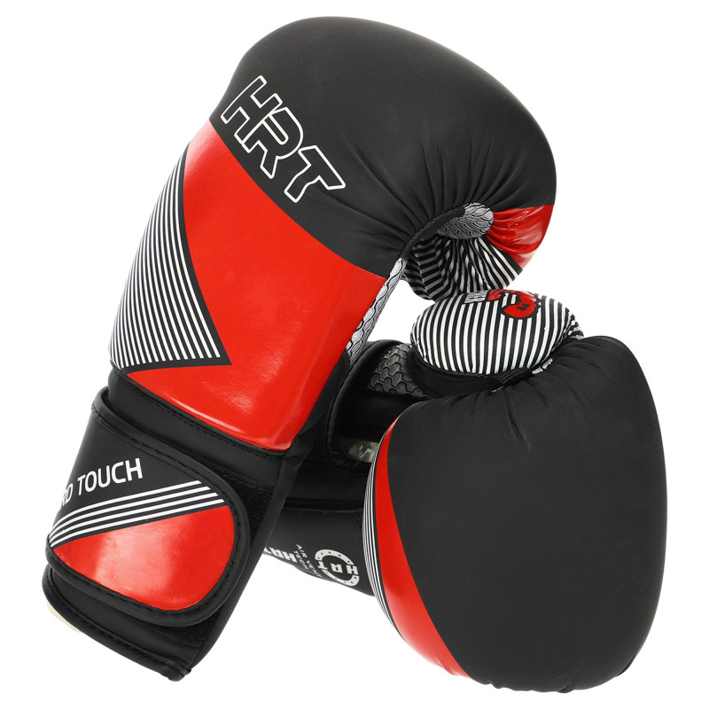 Рукавиці боксерські на липучці PU HARD TOUCH BO-7698 10-14 унцій Чорний-срібний