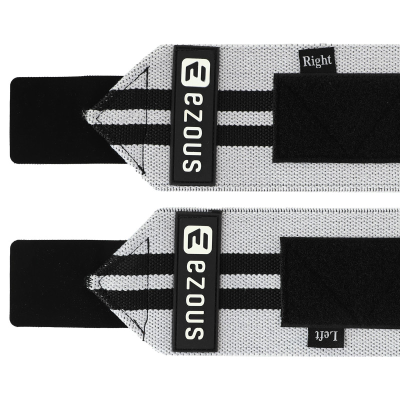 Бинти кистьові для жиму STRENGTH WRIST WEIGHTLIFTING WRAPS EZOUS C-03 2штуки чорний-сірий