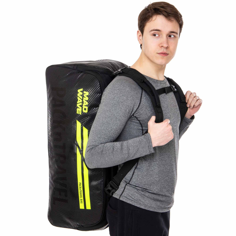 Сумка-рюкзак трансформер 2 в 1 спортивна містка для тренувань та подорожей PACKnTRAVEL MadWave M113103000W чорний