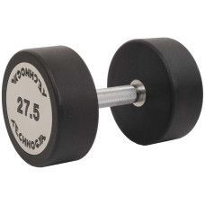 Гантель цільна професійна з поліуретановим покриттям TECHNOGYM TG-1834-27_5 1шт 27,5кг чорний-сірий