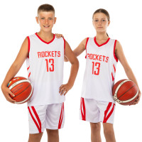 Форма баскетбольна дитяча NBA клуб Houston Rockets 13 BA-0966 S-2XL Білий-червоний