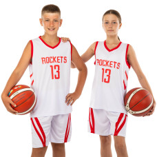 Форма баскетбольна дитяча NBA клуб Houston Rockets 13 BA-0966 S-2XL Білий-червоний
