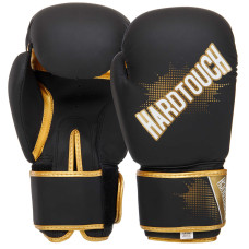 Рукавиці боксерські на липучці PU HARD TOUCH BO-4432 10-14 унцій Чорний-золотий