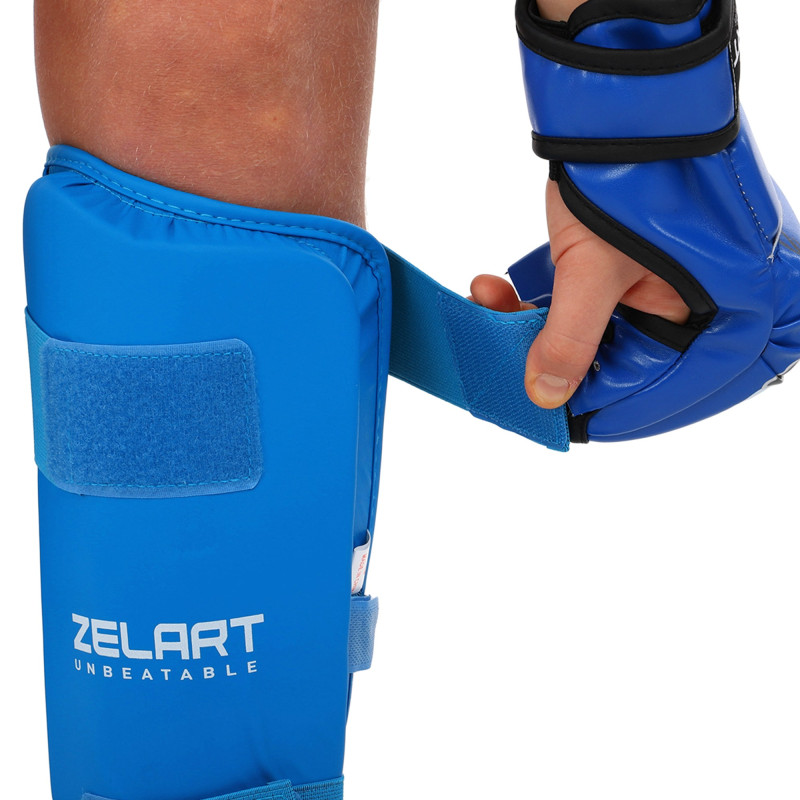 Захист гомілки та стопи для карате щитки та фути Zelart BO-7249 XS-XL Червоний