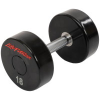 Гантель цільна професійна з поліуретановим покриттям LIFE FITNESS SC-80081-18 1шт 18кг чорний-червоний