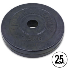 Млинці диски гумові SHUANG CAI SPORTS TA-1442-2_5S 30мм 2,5кг чорний