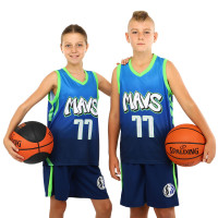 Форма баскетбольна дитяча NBA клуб Mavs 77 BA-3796 S-2XL темно-синій-блакитний-салатовий Темно-синій-блакитний-cалатовий