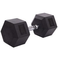 Гантель цільна шестигранна гексагональна обгумована Sport SC-80075-30 1шт 30кг чорний