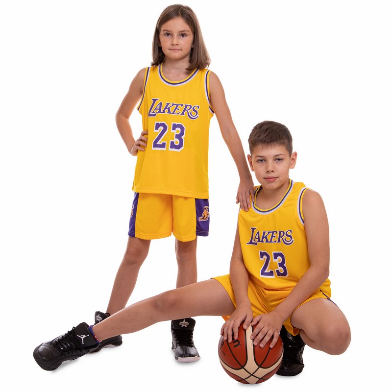 Форма баскетбольна дитяча NBA клуб Los Angeles Lakers 23 BA-0563 S-2XL Фіолетовий-жовтий