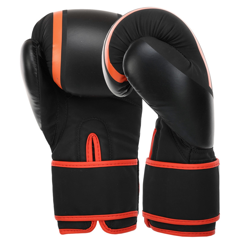 Рукавиці боксерські на липучці PU HARD TOUCH BO-4250 10-14 унцій Чорний-помаранчевий
