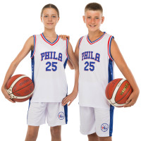 Форма баскетбольна дитяча NBA клуб Philadelphia 76ers 25 BA-0927 S-2XL Білий-синій