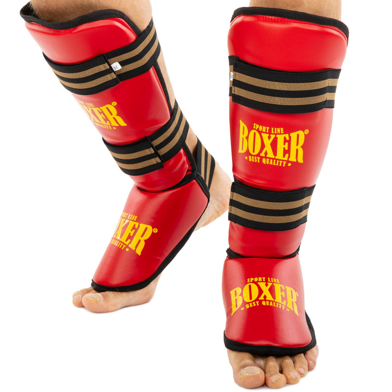 Захист гомілки та стопи Муай Тай, ММА, Кікбоксинг штучна шкіра BOXER NEW 2004-4-N M-XL Червоний