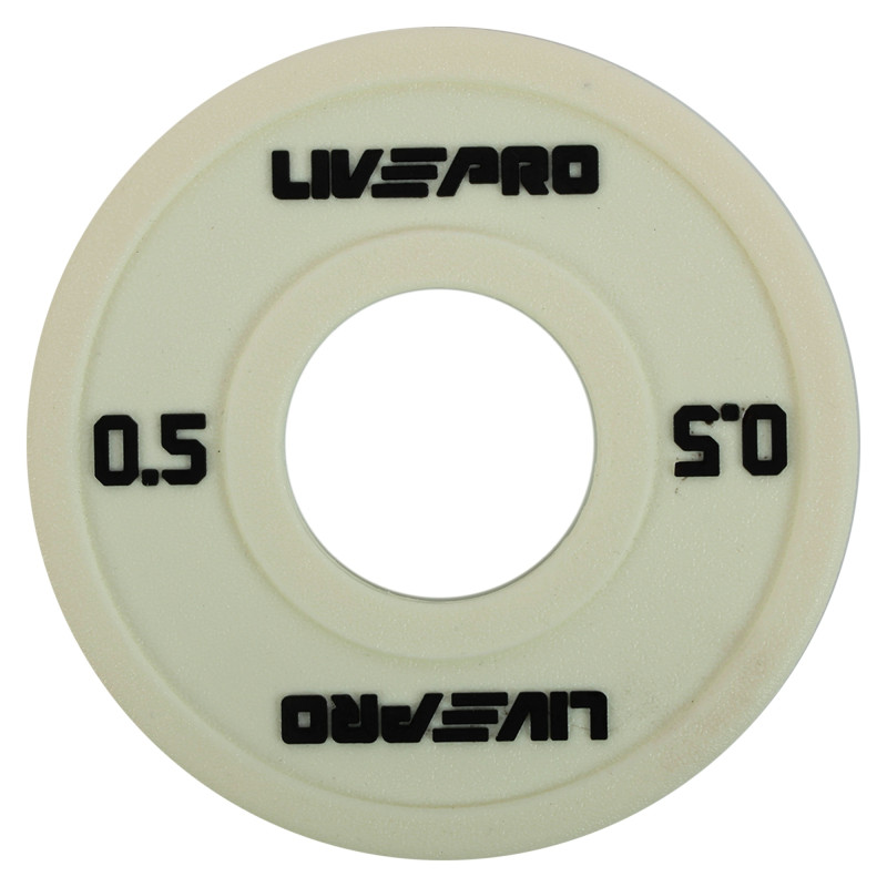Блини диски поліуретанові з металевою втулкою LiveUp LP8028-0_5 ø50мм 0,5кг білий