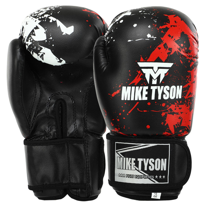 Рукавиці боксерські на липучці PVC MIKE TYSON VL-8448 10-14 унцій Чорний