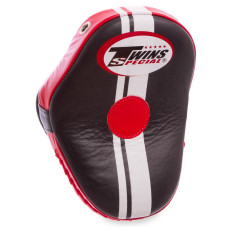 Лапа боксерська вигнута тренувальна шкіра TWINS PML14 27x20x10см 1штука Чорний-червоний
