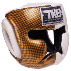 Шолом боксерський з повним захистом шкіряний TOP KING Empower TKHGEM-02 S-XL Білий-золотий