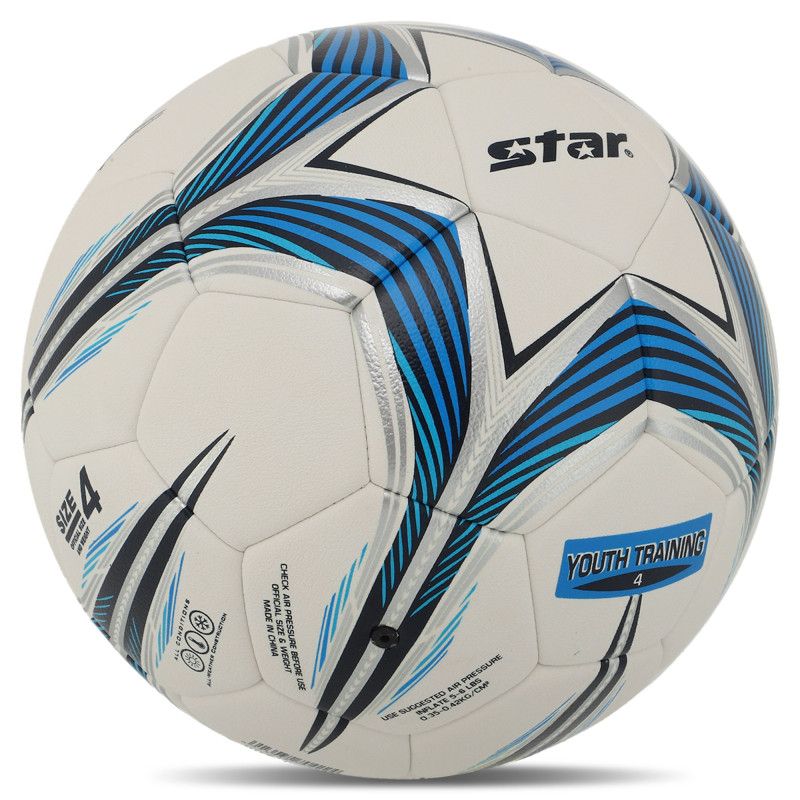 М'яч футбольний STAR OUTH TRAINING 5 SB724C №4 PU білий-синій