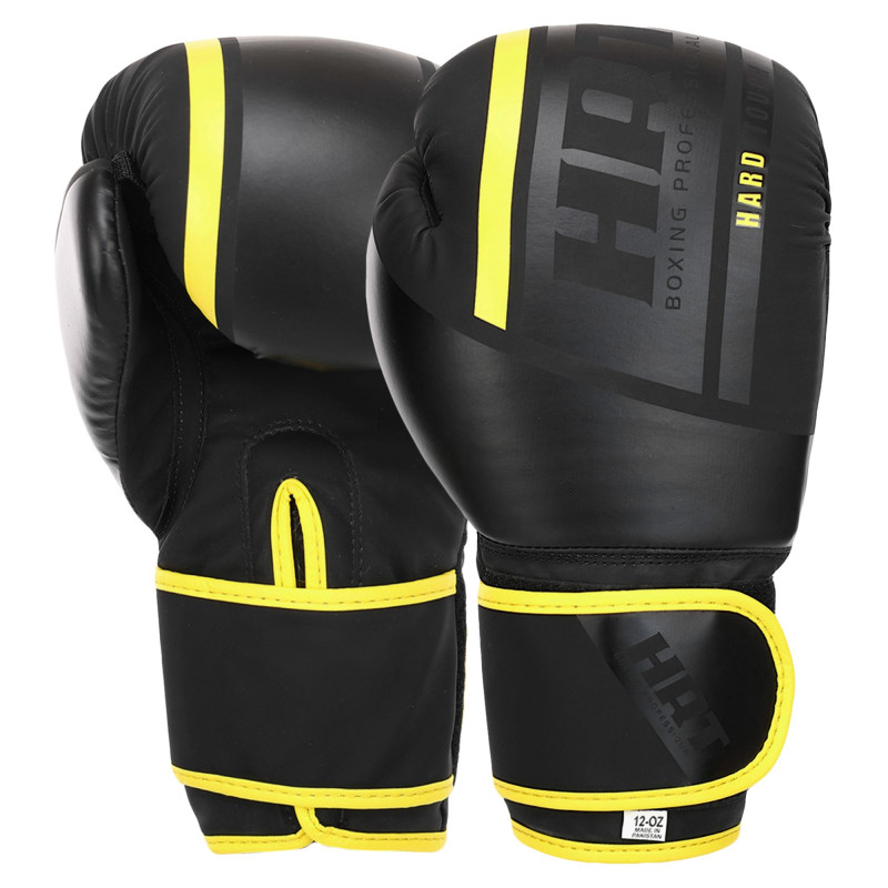Рукавиці боксерські на липучці PU HARD TOUCH BO-4250 10-14 унцій Чорний-помаранчевий