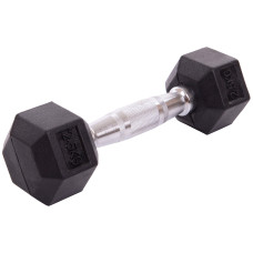 Гантель цільна шестигранна гексагональна обгумована Sport LN-1205-2_5 1шт 2,5кг чорний