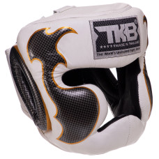 Шолом боксерський з повним захистом шкіряний TOP KING Empower TKHGEM-01 S-XL Білий-срібний