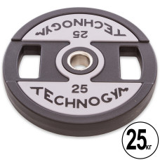 Млинці диски поліуретанові 2 Handle металева втулка TECHNOGYM TG-1837-25 51мм 25кг чорний
