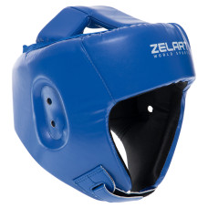 Шолом боксерський відкритий з посиленим захистом верхівки PU Zelart BO-8268 S-XL Синій