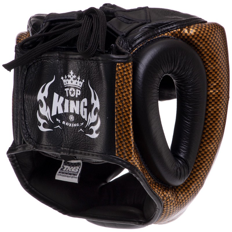 Шолом боксерський з повним захистом шкіряний TOP KING Empower TKHGEM-02 S-XL Чорний-золотий