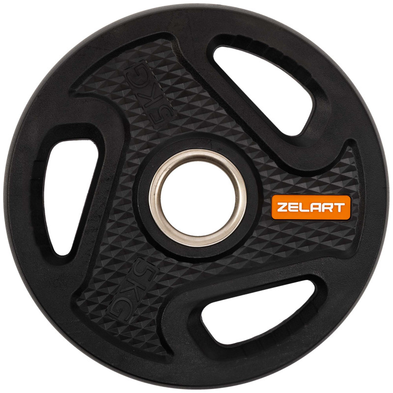 Млинці диски композитні з потрійним хватом та металевою втулкою Zelart TA-4791-5 51мм 5кг чорний