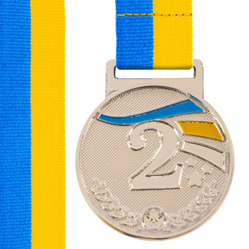 Медаль спортивна зі стрічкою Sport UKRAINE з українською символікою C-6837 ø5см золото, срібло, бронза