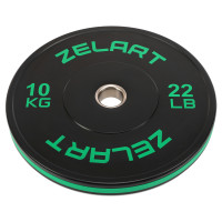 Бамперні диски гумові Bumper Plates Zelart TA-4790-10 51мм 10кг чорний-зелений