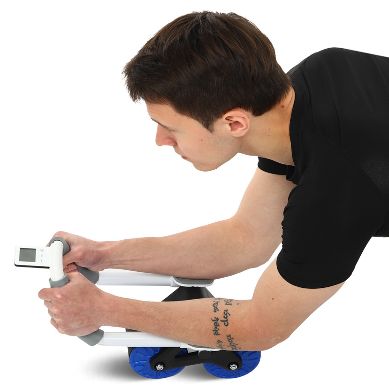 Тренажер роликовий для преса зі зворотним механізмом та упором на лікті Sport AB ROLLER FI-9375 чорний-синій