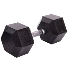Гантель цільна шестигранна гексагональна обгумована Sport SC-80075-15 1шт 15кг чорний