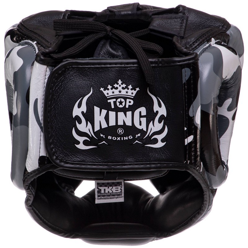 Шолом боксерський з повним захистом шкіряний TOP KING Empower Camouflage TKHGEM-03 S-XL Камуфляж зелений