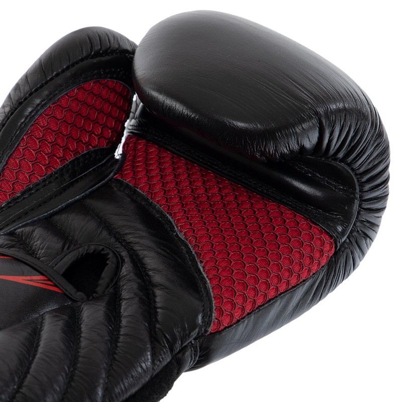Рукавиці боксерські професійні на липучці шкіряні FISTRAGE VL-8498 10-16унцій Чорний-червоний