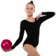 Купальник для танців та гімнастики з довгим рукавом з бавовни Sport C-2909 XS-XL чорний