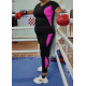 Жіночий спортивний костюм батал великих розмірів чорний з рожевими вставками
