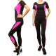 Жіночий спортивний костюм батал великих розмірів чорний з рожевими вставками