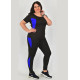 Жіночий спортивний костюм батал великих розмірів чорний з синіми вставками
