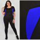 Жіночий спортивний костюм батал великих розмірів чорний з синіми вставками